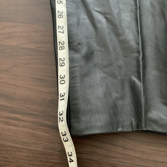 AUTHENTIC LEATHER PANTS TROUSERS HIGH RISE PLEATED BLACK - Picture 8 of 9